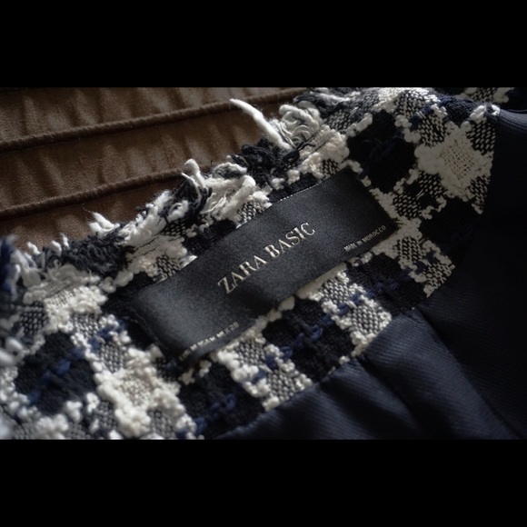 ZARA black and white tweed pea coat - Picture 3 of 5